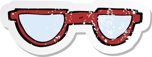 retro distressed sticker of a cartoon glasses vector