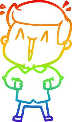 rainbow gradient line drawing cartoon excited man