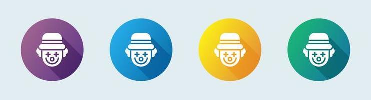 Clown solid icon in flat design style. Joker signs vector illustration.