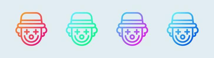 Clown line icon in gradient colors. Joker signs vector illustration.