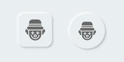 Clown solid icon in neomorphic design style. Joker signs vector illustration.