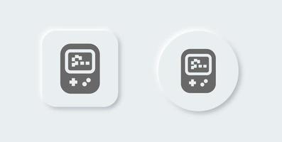 icono sólido de gameboy en estilo de diseño neomórfico. Ilustración de vector de signos de consola retro.