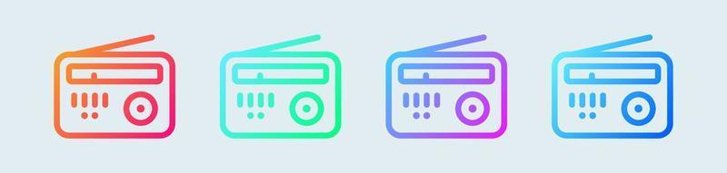 Radio line icon in gradient colors. Retro broadcast signs vector illustration.