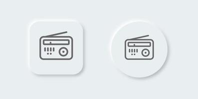 Radio line icon in neomorphic design style. Retro broadcast signs vector illustration.