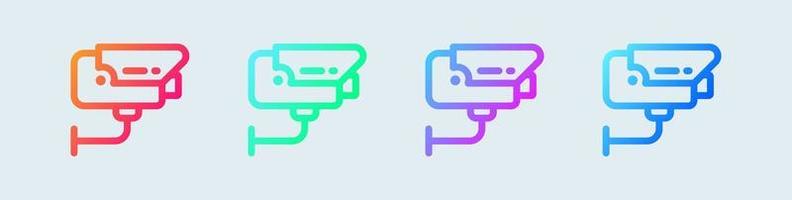 Cctv line icon in gradient colors. Security camera signs vector illustration.