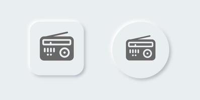 Radio solid icon in neomorphic design style. Retro broadcast signs vector illustration.