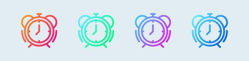icono de línea de alarma en colores degradados. temporizador firma ilustración vectorial. vector