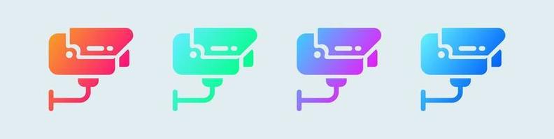 Cctv solid icon in gradient colors. Security camera signs vector illustration.