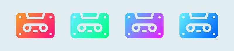 Cassette solid icon in gradient colors. Mixtape signs vector illustration.