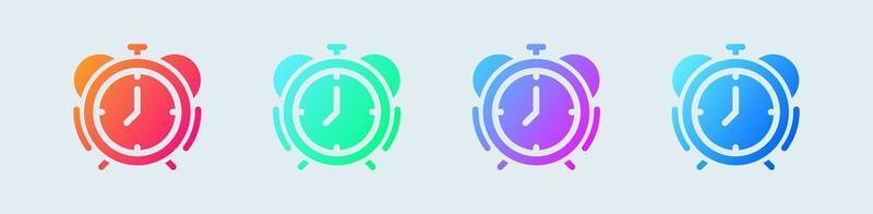 Alarm solid icon in gradient colors. Timer signs vector illustration.