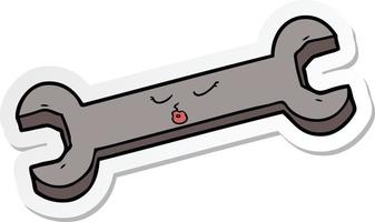 sticker of a cartoon spanner vector