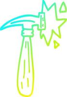 cold gradient line drawing cartoon hammer banging vector