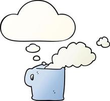 cartoon hot coffee and thought bubble in smooth gradient style vector