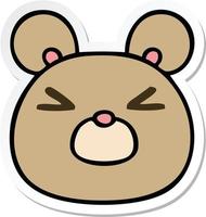 sticker of a quirky hand drawn cartoon bear face vector