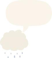 cartoon rain cloud and speech bubble in retro style vector