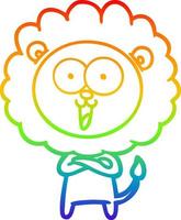 rainbow gradient line drawing happy cartoon lion vector