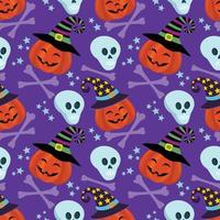 Pumpkin and skull seamless pattern halloween concept. vector