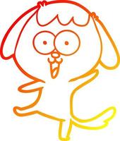 warm gradient line drawing cute cartoon dog vector