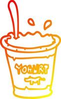 warm gradient line drawing cartoon yogurt vector