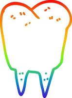 rainbow gradient line drawing cartoon tooth vector