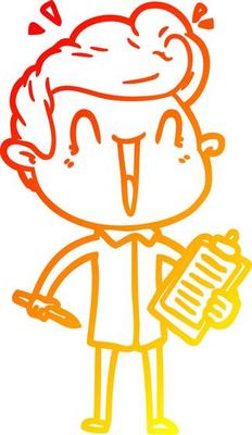 warm gradient line drawing cartoon excited man