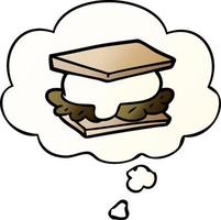 smore cartoon and thought bubble in smooth gradient style vector