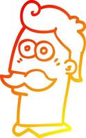 warm gradient line drawing cartoon man with moustache vector