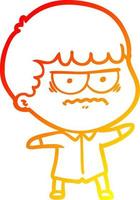 warm gradient line drawing cartoon annoyed man vector