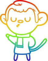 rainbow gradient line drawing cartoon monkey vector