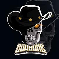 efecto de texto editable de diseño de logotipo de calavera y vaquero esport vector