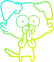 cold gradient line drawing cartoon dog with tongue sticking out vector