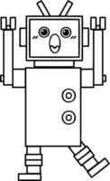 robot de dibujos animados de dibujo lineal vector