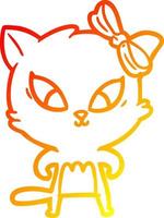 warm gradient line drawing cartoon cat vector