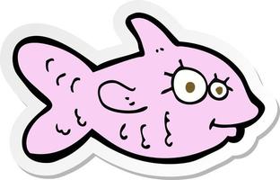 sticker of a cartoon happy fish vector