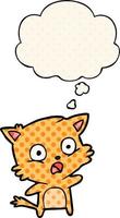 cartoon cat and thought bubble in comic book style vector