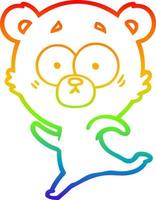 rainbow gradient line drawing surprised polar bear cartoon vector