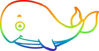 rainbow gradient line drawing cartoon whale vector