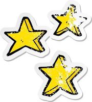 distressed sticker of a cartoon stars vector