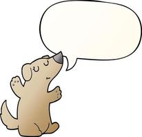 cartoon dog and speech bubble in smooth gradient style vector