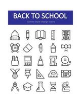 Back to school icon set. Contains such Icons as book  pencil  ruler and more. Line style design. Vector graphic illustration. Suitable for website design  logo  app  template  ui.