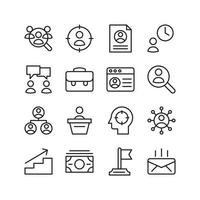 Head hunting icon set. Contains such Icons as job, recruitment, contract, and more. Line style design. Vector graphic illustration. Suitable for website design, app, template, ui. Editable stroke.