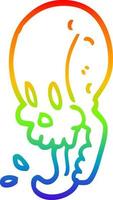 rainbow gradient line drawing cartoon gross skull vector