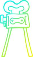 cold gradient line drawing cartoon film camera vector