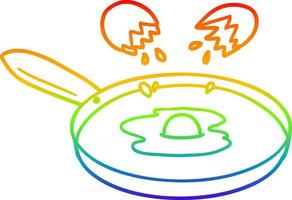 rainbow gradient line drawing cartoon pan frying egg vector