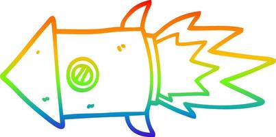 rainbow gradient line drawing cartoon space rocket vector