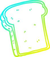 cold gradient line drawing cartoon slice of bread vector