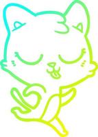 cold gradient line drawing cartoon cat running vector