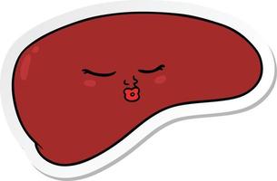 sticker of a cartoon liver vector