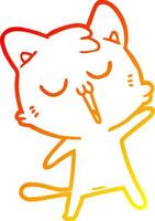 warm gradient line drawing cartoon cat singing vector