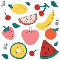 Vector set with hand drawn fruits